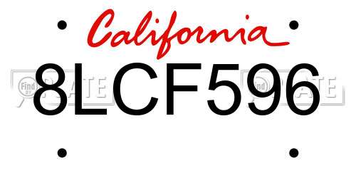 8LCF596 California License Plate