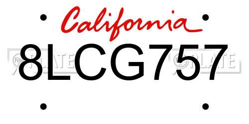 8LCG757 California License Plate