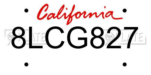 8LCG827 California License Plate