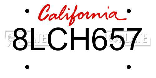 8LCH657 California License Plate
