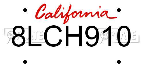 8LCH910 California License Plate