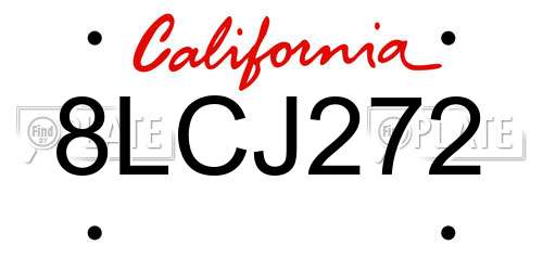 8LCJ272 California License Plate