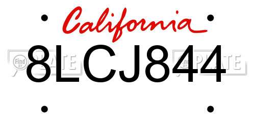 8LCJ844 California License Plate