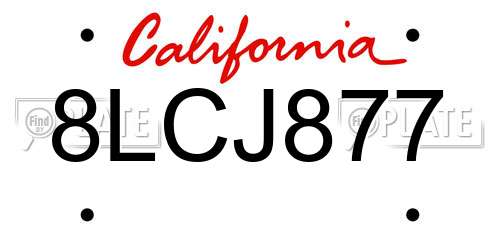 8LCJ877 California License Plate