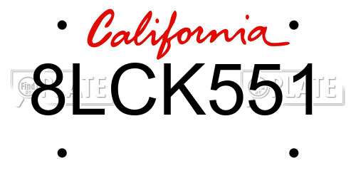 8LCK551 California License Plate