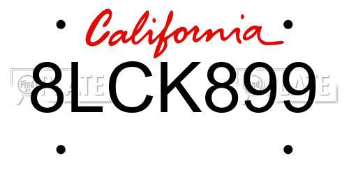 8LCK899 California License Plate