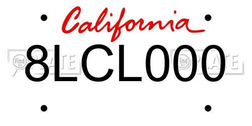 8LCL000 California License Plate