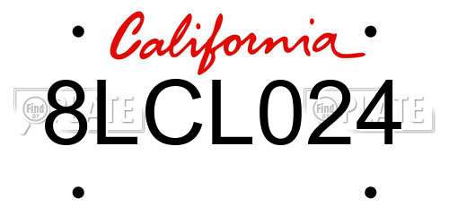 8LCL024 California License Plate
