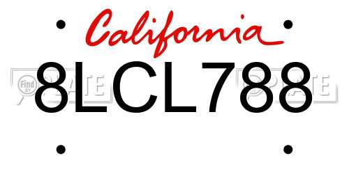 8LCL788 California License Plate