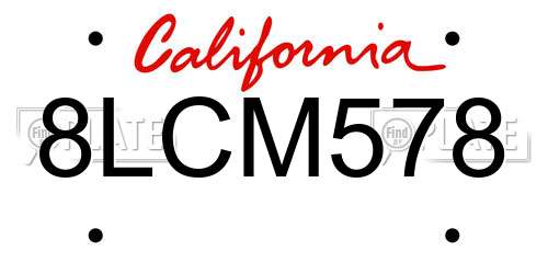 8LCM578 California License Plate
