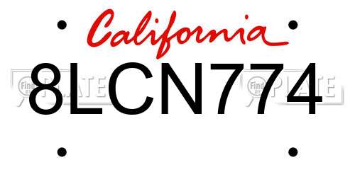 8LCN774 California License Plate