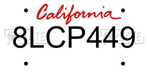 8LCP449 California License Plate