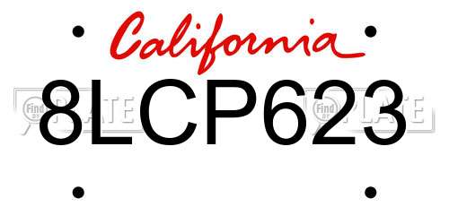 8LCP623 California License Plate