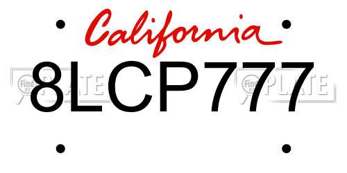 8LCP777 California License Plate