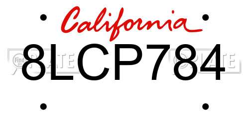 8LCP784 California License Plate