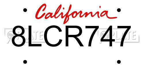 8LCR747 California License Plate