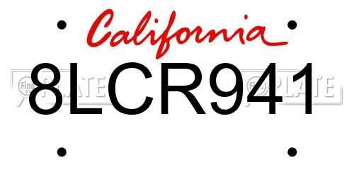 8LCR941 California License Plate
