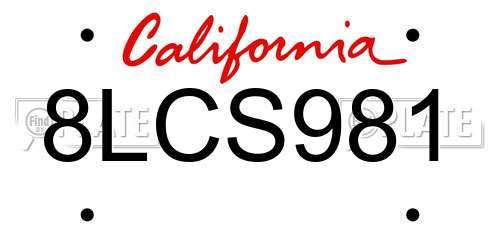 8LCS981 California License Plate