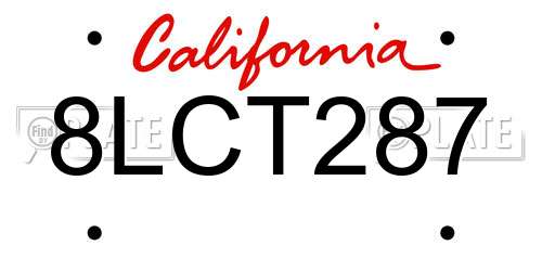 8LCT287 California License Plate