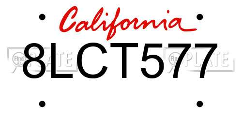 8LCT577 California License Plate