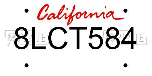 8LCT584 California License Plate