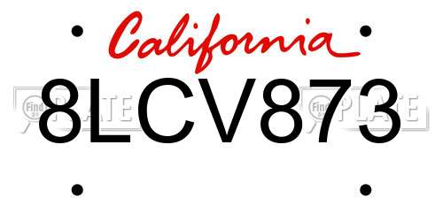 8LCV873 California License Plate