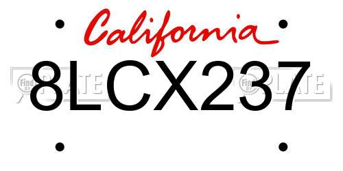 8LCX237 California License Plate