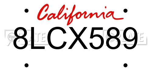 8LCX589 California License Plate