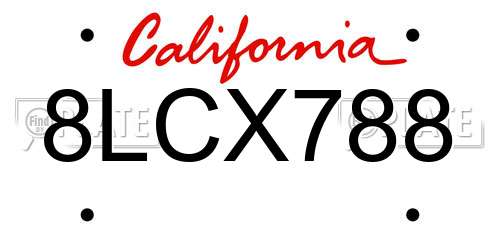 8LCX788 California License Plate