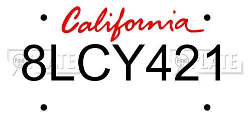 8LCY421 California License Plate