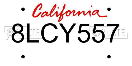 8LCY557 California License Plate