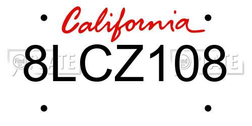 8LCZ108 California License Plate