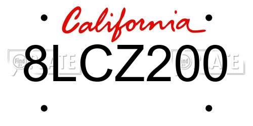 8LCZ200 California License Plate