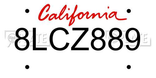 8LCZ889 California License Plate