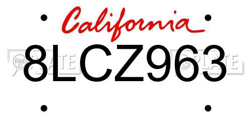 8LCZ963 California License Plate