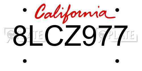 8LCZ977 California License Plate