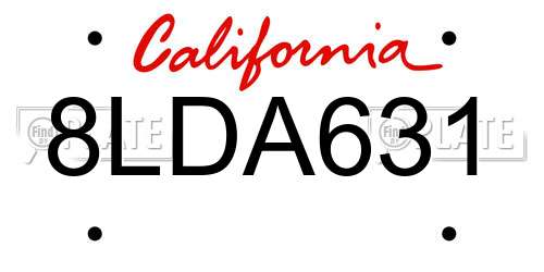 8LDA631 California License Plate