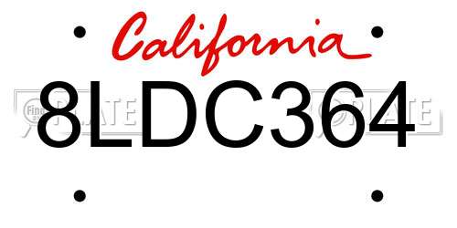 8LDC364 California License Plate