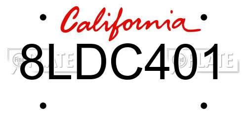 8LDC401 California License Plate