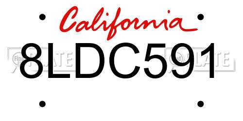 8LDC591 California License Plate
