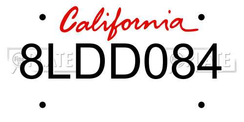 8LDD084 California License Plate