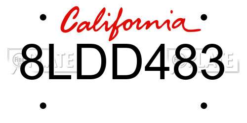 8LDD483 California License Plate