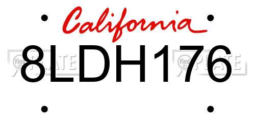 8LDH176 California License Plate
