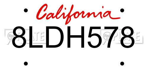 8LDH578 California License Plate