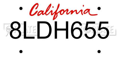 8LDH655 California License Plate