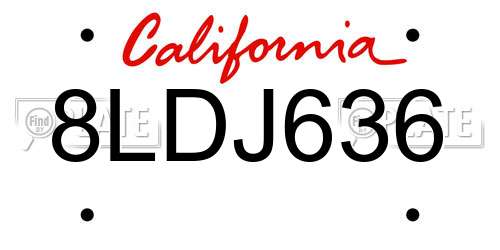 8LDJ636 California License Plate