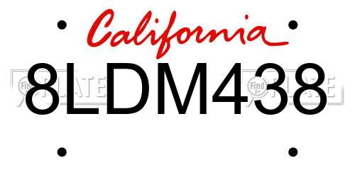 8LDM438 California License Plate
