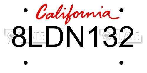 8LDN132 California License Plate