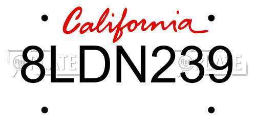 8LDN239 California License Plate