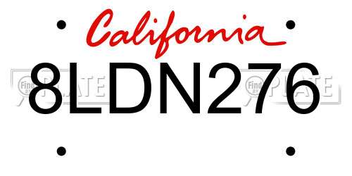 8LDN276 California License Plate
